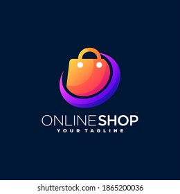 shopping bag gradient logo design