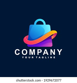 shopping bag gradient logo design