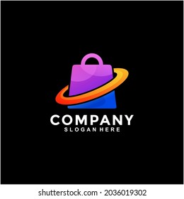 Shopping bag gradient logo design