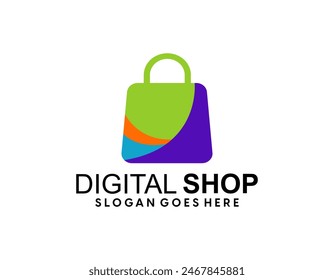 Bolso de compras Plantilla de Vector de diseño de logotipo degradado