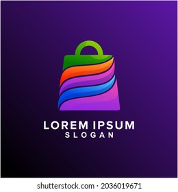 Plantilla de logotipo del degradado de la bolsa de compras