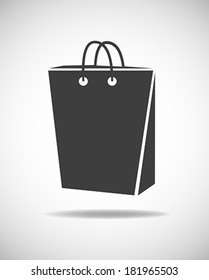 Shopping bag grey icon. Vector illustration