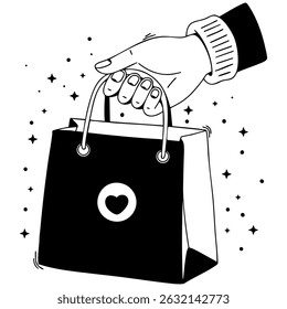 Shopping Bag Grip, hand role illustration