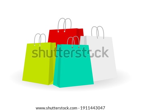 shopping bag group vector 3d icon
