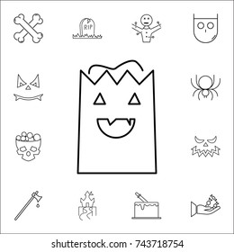 Shopping Bag for halloween day. Set of Halloween icons on white background
