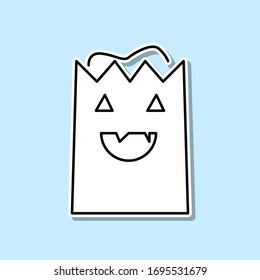 Shopping bag for halloween day sticker icon. Simple thin line, outline vector of halloween icons for ui and ux, website or mobile application