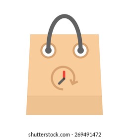 Shopping, bag, hand carry, limited time offer icon vector image. Can also be used for eCommerce, shopping, business. Suitable for web apps, mobile apps and print media.