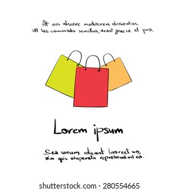 Shopping Bag Hand Draw Logo Color Icon Vector Illustration