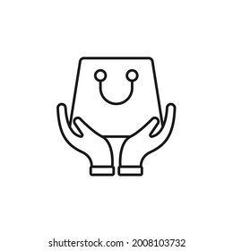 Shopping Bag with Hand icon Vector Design. Shopping Bag icon with Hand Gesture design concept for e-commerce, online store and marketplace website, logo, symbol, button, sign, app UI
