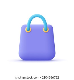 Shopping bag, handbag. Sale, discount, promotion, shopping concept.3d vector icon. Cartoon minimal style.
