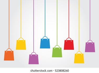 shopping bag hanging copy space background template for banners, brochures, business cards, greeting cards, applications, websites, advertisements, etc.