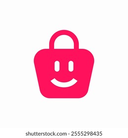 shopping bag happy face icon sign vector