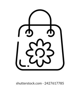 Shopping bag having flower concept icon of gift bag, ready to use icon