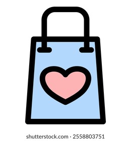 Shopping bag with an heart - clean and modern valentines day icon.