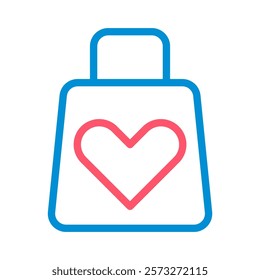 Shopping bag with heart icon. Concept of favorite purchases, love shopping, and consumerism.