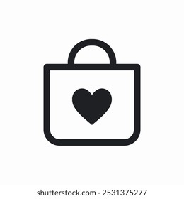 shopping bag with heart icon sign vector