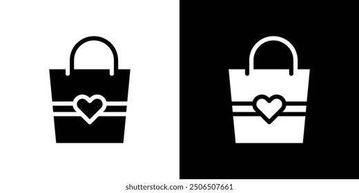Shopping bag with heart icon Thin line illustration set