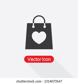 Shopping Bag With Heart Icon Vector Illustration Eps10