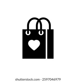 shopping bag with heart icon vector valentine day