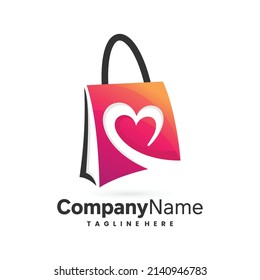 Shopping Bag And Heart Sign Logo Icon