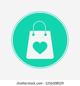 Shopping bag with heart vector icon sign symbol