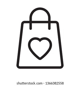 Shopping bag with heart vector icon