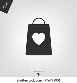 Shopping bag with heart vector icon