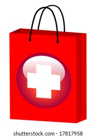 shopping bag with help mark on it