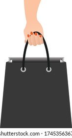 bolso de la compra sosteniendo el vector de la mano