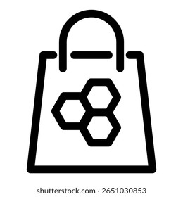 Shopping bag with honeycombs symbol - Ecological farming icon.