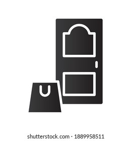 shopping bag in house door silhouette style icon vector illustration design