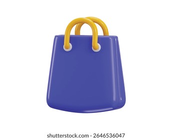 Shopping bag icon 3d render concept of shopping package, ecommerce shopping symbol or supermarket icon vector illustration