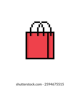  shopping bag icon 8 bit, pixel art icon for game  logo. 