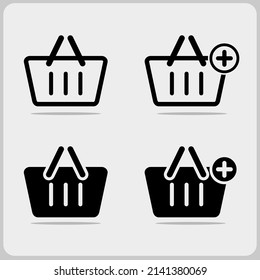 Shopping bag icon, Basket Sign in Flat design style. Online shop or e-shop concept. 