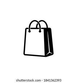 Shopping bag icon in black. Eco paper bag. Handbag icon. Vector on isolated white background. EPS 10.