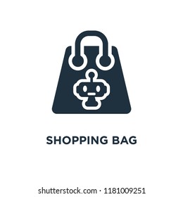 Shopping bag icon. Black filled vector illustration. Shopping bag symbol on white background. Can be used in web and mobile.