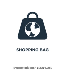 Shopping bag icon. Black filled vector illustration. Shopping bag symbol on white background. Can be used in web and mobile.