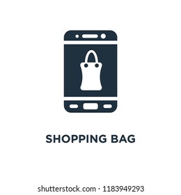 Shopping bag icon. Black filled vector illustration. Shopping bag symbol on white background. Can be used in web and mobile.