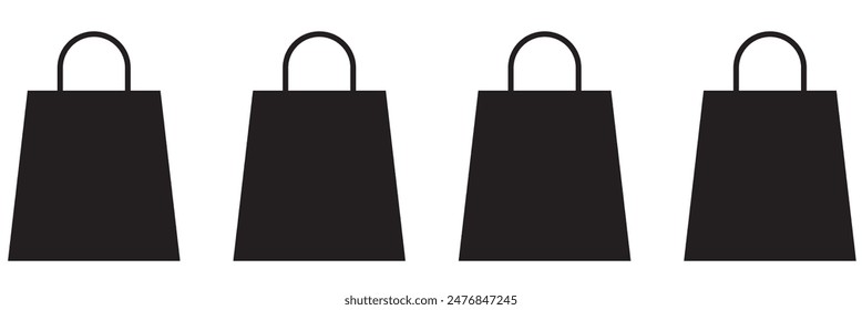 Shopping bag icon. Black icon isolated on white background. Paper bag silhouette. Simple icon. Web site page and mobile app design vector element.