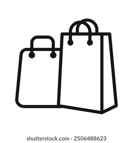 Shopping bag icon Black line art vector logo