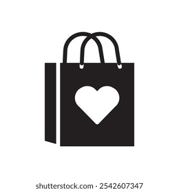 Icono del bolso de compras signo de Vector blanco y negro