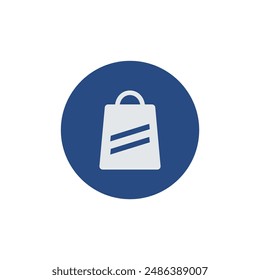 Shopping bag icon in blue for various uses in digital and print media related to shopping, commerce, and retail.
