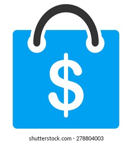 Shopping bag icon from Business Bicolor Set. This isolated flat symbol uses modern corporation light blue and gray colors.