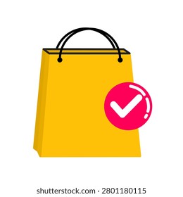 Shopping bag icon with checkmark sign