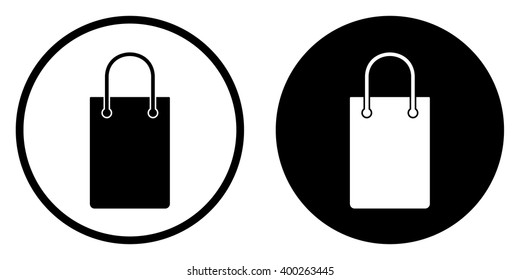 Shopping bag icon in circle . Vector illustration