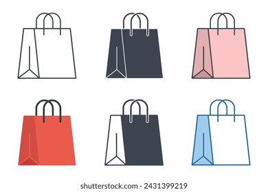 Shopping Bag icon collection with different styles. Paper bag symbol vector illustration isolated on white background