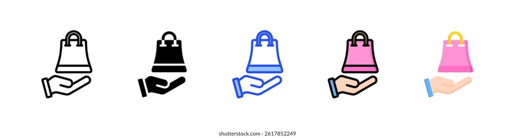 Shopping Bag Icon Collection With Multiple Styles