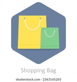 Diseño de la bolsa de compras y de los iconos de la compra