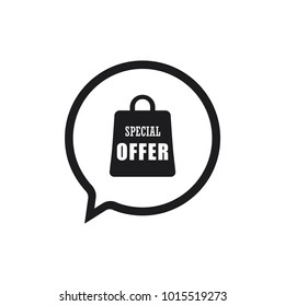 shopping bag icon conception with bubble speech symbol 