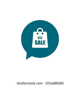 shopping bag icon conception with bubble speech symbol 